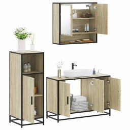 Gossi set mobilier de baie, 3 piese, stejar sonoma, lemn prelucrat