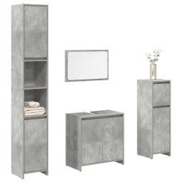 Gossi set mobilier de baie, 4 piese, gri beton, lemn compozit