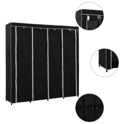 Gossi Șifonier cu 4 compartimente, negru, 175 x 45 x 170 cm