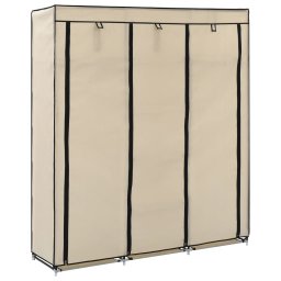 Gossi sifonier cu compartimente si bare, crem, 150x45x175 cm, textil