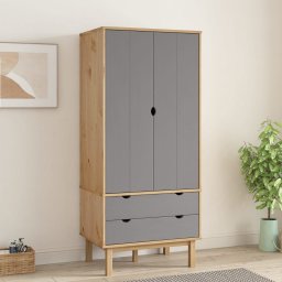 Gossi Șifonier otta, maro si gri, 76,5x53x172 cm, lemn masiv pin
