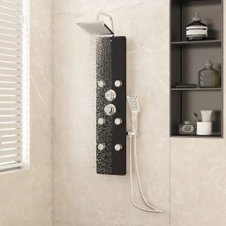 Gossi unitate panou de dus, negru, 25x47,5x130 cm, sticla