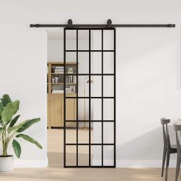 Gossi usa glisanta cu set de feronerie neagra 76x205 cm sticla esg