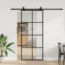 Gossi usa glisanta cu set de feronerie neagra 90x205 cm sticla esg