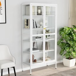 Gossi vitrina, alb, 90x40x180 cm, otel si sticla securizata