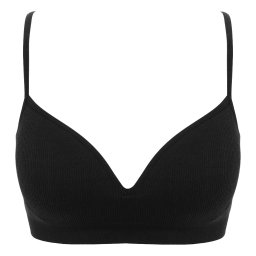 Bustieră cu Burete tip Sutien, Închidere în Spate - Ribbed Black In Motion, Negru