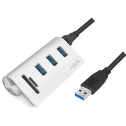 LOGILINK USB 3.0 3-port hub with card reader and aluminum casing