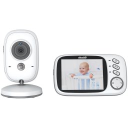 Video monitor cu redare muzica, senzor de temperatura si vedere nocturna Chipolino Polaris Silver