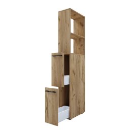 Sadilo dulap inalt baie 25x183x50 cm, 2 sertare, 2 rafturi fixe, PAL decor stejar - Verificat A · Re-Bloom