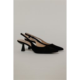 Pantofi negri eleganti din piele intoarsa ecologica