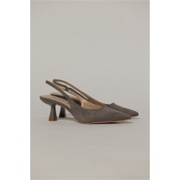 Pantofi gri eleganti din piele intoarsa ecologica