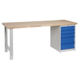 Masa de atelier Weld cu 5 sertare, 84 x 200 x 68,5 cm, gri
