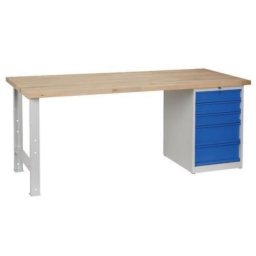 Masa de atelier Weld cu 5 sertare, 84 x 200 x 80 cm, gri