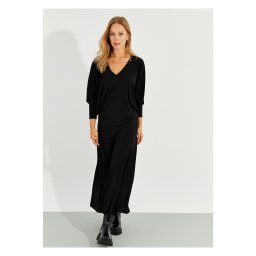 Cool &; Sexy femei negru Bat mâneca midi rochie