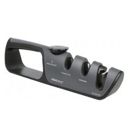 Ascutitor pentru cutite si foarfece Kinghoff KH 1636, Unghi reglabil, Ascutire aspra/fina, 14-24°, Gri