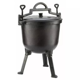 Cazan de vanatoare pentru gatit Kinghoff KH 2231, 4 litri, Fonta, Gratar, Negru
