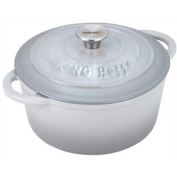 Oala din fonta cu capac Kinghoff KH 1520, 2.4 L, 21 cm, Emailata, Inductie, Gri