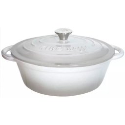 Oala din fonta cu capac Kinghoff KH 1522, 4.5 L, 30 cm, Forma ovala, Emailata, Inductie, Gri
