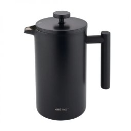 Presă franceză pentru cafea/ceai Kinghoff KH 1996, 1 l, Oțel inoxidabil, Pereți dubli, Negru