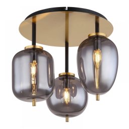 Plafoniera globuri Blacky 15345-3DMM, 3xE14, D:36 cm, metal alamă, sticlă fumurie