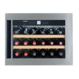 Vitrina de vin incorporabila GrandCru WKEes 553, inox, o zona de temperatura individuala, protectie UV, 51 l, 18 sticle