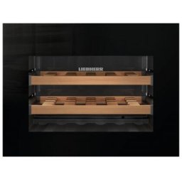 Vitrina de vin incorporabila GrandCru WKEgb 582, sticla neagra, o zona de temperatura individuala, protectie UV, 47 l, 18 sticle