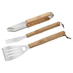 Set 3 ustensile pentru gratar cu manere de lemn Cattara TT13108