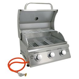 Gratar table top pe gaz Cattara Garden cu 3 arzatoare 9.6kw inox capac dublu - TT14100