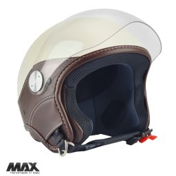 Casca Max Helmets DJ06 LS Vision crem lucios/maro
