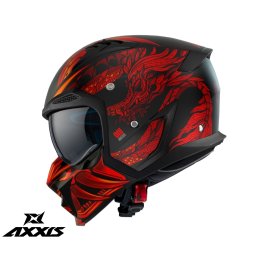 Casca Axxis Hunter SV ONI - Adventure, rosu mat, Ochelari soare incluși