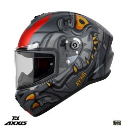 Casca Axxis Draken S Dinotoon - Integrală, gri/rosu mat, ECE 22.06