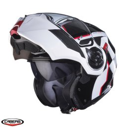 Casca Caberg Duke Evo Move - Flip-up, negru/alb/rosu lucios, Pinlock și ochelari soare incluși, ECE 22.06