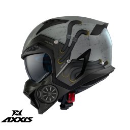 Casca Axxis Hunter SV Toxic - Adventure, gri mat, Ochelari soare incluși