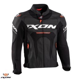 Geaca moto piele Ixon Jackal JKT MS - barbati, vara, sport, negru/alb/rosu