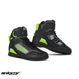 Ghete moto Seventy Degrees SD-BR2 Veloce - unisex, vara, racing, negru/galben fluor