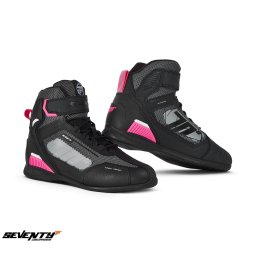 Ghete moto Seventy Degrees SD-BR2 Veloce - unisex, vara, racing, negru/roz