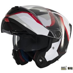 Casca MT Helmets Atom 2 SV Emalla - Flip-up, alb/rosu lucios, Ochelari soare incluși, ECE 22.06