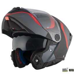 Casca MT Helmets Atom 2 SV Emalla - Flip-up, gri/rosu mat, Ochelari soare incluși, ECE 22.06