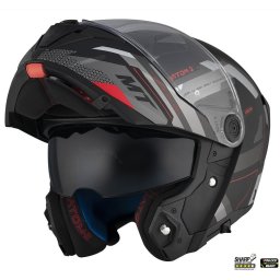 Casca MT Helmets Atom 2 SV Bast - Flip-up, negru/gri mat, Ochelari soare incluși, ECE 22.06