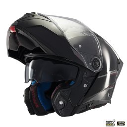 Casca MT Helmets Atom 2 SV - Flip-up, negru lucios, Ochelari soare incluși, ECE 22.06