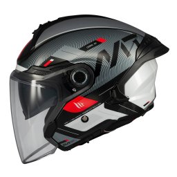Casca MT Helmets Cosmo SV Silence - Open face, negru/gri lucios, Ochelari soare incluși, ECE 22.06