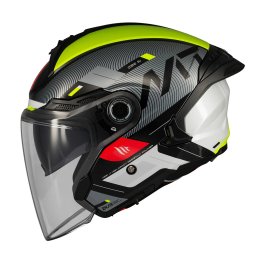 Casca MT Helmets Cosmo SV Silence - Open face, galben fluor lucios, Ochelari soare incluși, ECE 22.06