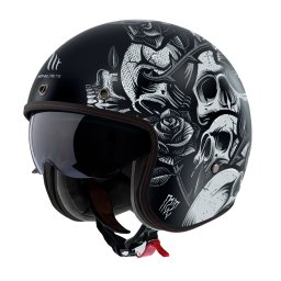 Casca MT Helmets Le Mans 2 S SV Breakout - Open face, negru mat, Ochelari soare incluși, ECE 22.06