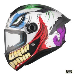 Casca MT Helmets Targo S Joke - Integrală, alb lucios, ECE 22.06