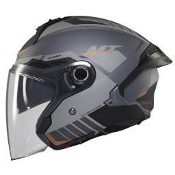 Casca MT Helmets Cosmo SV Cruiser - Open face, gri mat, Ochelari soare incluși, ECE 22.06