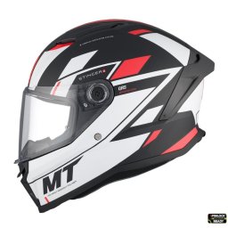 Casca MT Helmets Stinger 2 Zivze - Integrală, negru/alb/rosu mat, ECE 22.06