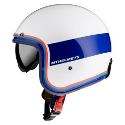 Casca MT Helmets Le Mans 2 SV Tant - Open face, alb/rosu/albastru lucios, Ochelari soare incluși