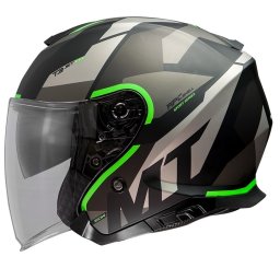 Casca MT Helmets Thunder III SV Jet Bow - Open face, verde fluor mat, Ochelari soare incluși