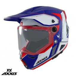 Casca Axxis Wolf DS Roadrunner - Adventure, albastru lucios, Ochelari soare incluși