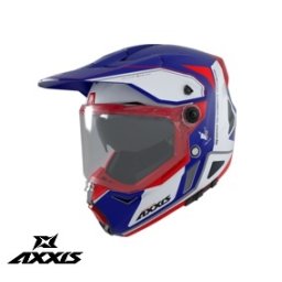 Casca Axxis Wolf DS Roadrunner - Adventure, albastru mat, Ochelari soare incluși